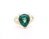 GIA Certified 11 Carat Bluish Green Pear-Cut Tourmaline & Baguette Diamond Ring