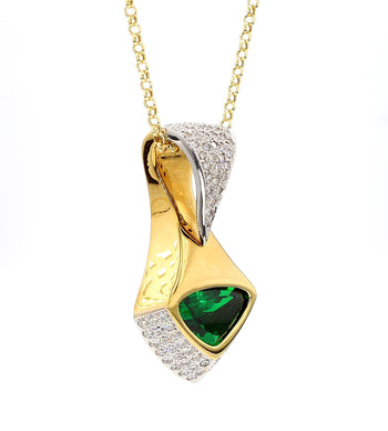 GIA Certified 11 Carat Triangle Cut Tsavorite Diamond 18K Gold Pendant Necklace – Assay Jewelers