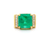 GIA Certified 13 Carat Colombian Emerald Men's Ring in 18K Gold With Princess Cut Diamonds