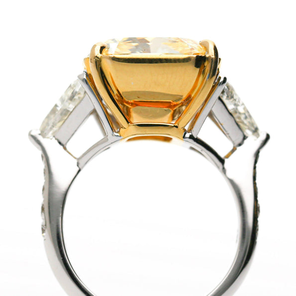 GIA Certified 13.03 Carat Flawless Radiant Fancy Yellow Diamond Ring