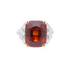 GIA Certified 13.75 Carat Hessonite Garnet & Diamond Platinum Cocktail Ring