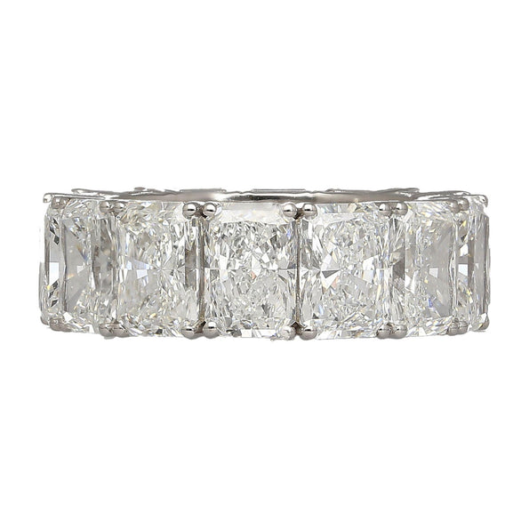 GIA Certified 15.01 Carat Radiant Cut Diamond 18K White Gold Eternity Band