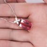 GIA Certified 18.61 Carat Pink Tourmaline & Floral Diamond Pendant Necklace