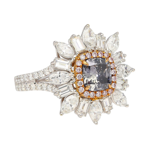 GIA Certified 1.01 Carat Fancy Bluish Gray Diamond Ring