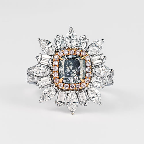GIA Certified 1.01 Carat Fancy Bluish Gray Diamond Ring