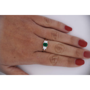 GIA Certified 1.07 Carat Square-Cut Emerald & Diamond 3 Stone Platinum Ring – Assay Jewelers