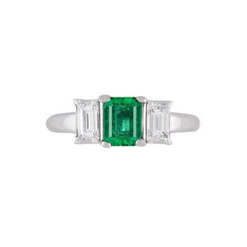 GIA Certified 1.07 Carat Square-Cut Emerald & Diamond 3 Stone Platinum Ring – Assay Jewelers