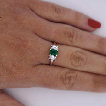 GIA Certified 1.07 Carat Square-Cut Emerald & Diamond 3 Stone Platinum Ring – Assay Jewelers