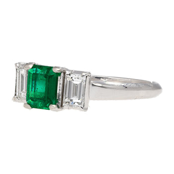GIA Certified 1.07 Carat Square-Cut Emerald & Diamond 3 Stone Platinum Ring – Assay Jewelers