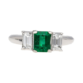 GIA Certified 1.07 Carat Square-Cut Emerald & Diamond 3 Stone Platinum Ring – Assay Jewelers