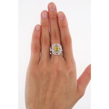 GIA Certified 1.15 Carat Radiant Cut Fancy Intense Yellowish Green Diamond Ring With Pink/White Side Stones – Assay Jewelers
