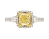 GIA Zertifiziert 1,24 Karat Radiant Cut Gelber (Y-Z) Diamant Verlobungsring in 18K Weißgold