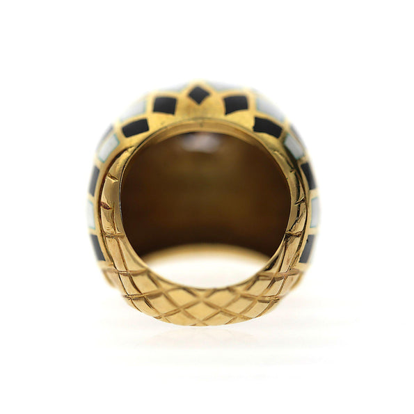 GIA Certified 1.38 Carat Fancy Orangy Brown Diamond Enamel 18K Gold Dome Ring