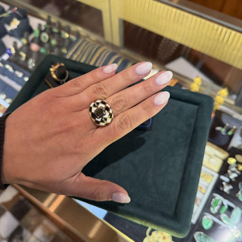GIA認定 1.38カラットのファンシーオレンジブラウンダイヤモンド、エナメル仕上げの18Kゴールド製ドームRing – Assay Jewelers
