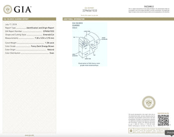 GIA認定 1.38カラットのファンシーオレンジブラウンダイヤモンド、エナメル仕上げの18Kゴールド製ドームRing – Assay Jewelers