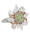 GIA Certified 1.39 Carat Radiant Cut Fancy Intense Yellowish Green Diamond Ring