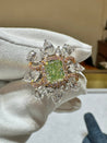 GIA Certified 1.39 Carat Radiant Cut Fancy Intense Yellowish Green Diamond Ring-ASSAY