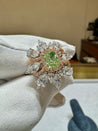 GIA Certified 1.39 Carat Radiant Cut Fancy Intense Yellowish Green Diamond Ring