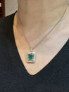 GIA Certified 1.39 Carat Zambian Emerald and Diamond Floral Box Pendant Necklace