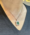 GIA Certified 1.39 Carat Zambian Emerald and Diamond Floral Box Pendant Necklace