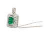 GIA Certified 1.39 Carat Zambian Emerald and Diamond Floral Box Pendant Necklace