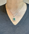 GIA Certified 1.39 Carat Zambian Emerald and Diamond Floral Box Pendant Necklace