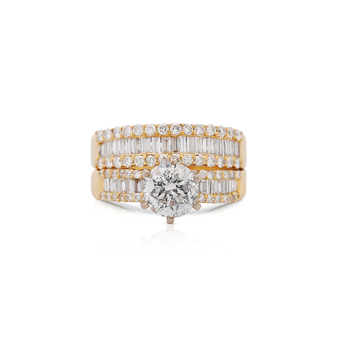 GIA Certified 1.5 Carat H/I2 Diamond 2 Piece Engagement & Wedding Ring Set
