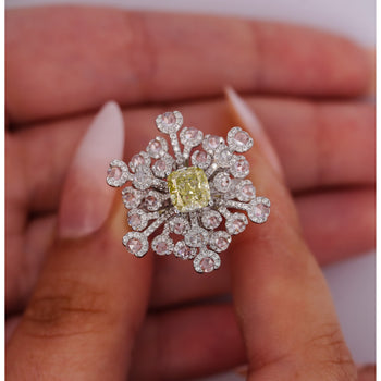 GIA Certified 1.52 Carat Fancy Greenish Yellow Diamond Briolette Snowflake Ring – Assay Jewelers