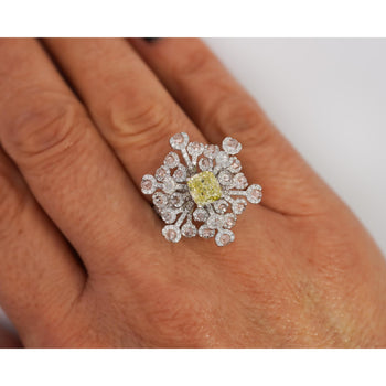 GIA Certified 1.52 Carat Fancy Greenish Yellow Diamond Briolette Snowflake Ring – Assay Jewelers