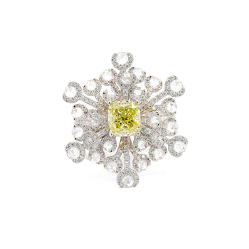 GIA Certified 1.52 Carat Fancy Greenish Yellow Diamond Briolette Snowflake Ring – Assay Jewelers