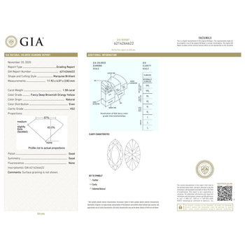 GIA Certified 1.58 Carat Fancy Deep Brownish Orangy Yellow Marquise Diamond Ring – Assay Jewelers