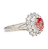 GIA Certified 1.63 Carat Padparadscha Sapphire and Diamond Halo Set Cluster Ring