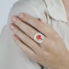 GIA Certified 1.63 Carat Padparadscha Sapphire and Diamond Halo Set Cluster Ring