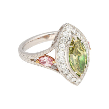 GIA Certified 1.92 carat Brownish Greenish Yellow Marquise Cut Diamond Ring – Assay Jewelers