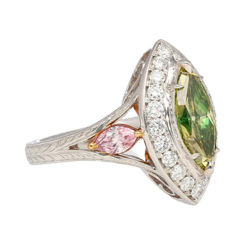 GIA Certified 1.92 carat Brownish Greenish Yellow Marquise Cut Diamond Ring – Assay Jewelers
