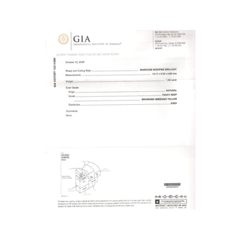 GIA Certified 1.92 carat Brownish Greenish Yellow Marquise Cut Diamond Ring – Assay Jewelers
