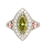 GIA Certified 1.92 carat Brownish Greenish Yellow Marquise Cut Diamond Ring