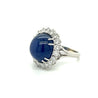 GIA Certified 25 Carat Cabochon Blue Sapphire & Diamond Halo Ring in Platinum-Sapphire ring-ASSAY