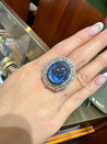 GIA Certified 26 Carat Sapphire Cabochon & Diamond Art Deco Dome 18K Ring