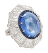 GIA Certified 26 Carat Sapphire Cabochon & Diamond Art Deco Dome 18K Ring