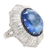 GIA Certified 26 Carat Sapphire Cabochon & Diamond Art Deco Dome 18K Ring