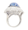 GIA Certified 26 Carat Sapphire Cabochon & Diamond Art Deco Dome 18K Ring