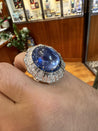 GIA Certified 26 Carat Sapphire Cabochon & Diamond Art Deco Dome 18K Ring