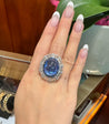 GIA Certified 26 Carat Sapphire Cabochon & Diamond Art Deco Dome 18K Ring