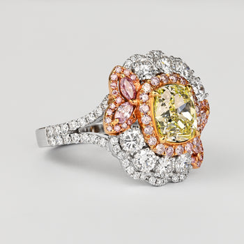GIA Certified 2.02 Carat Cushion Cut Fancy Greenish Yellow Diamond Ring – Assay Jewelers