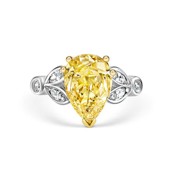 GIA Certified 2.07 Carat Pear-Shape Fancy Yellow & White Diamond Platinum Ring – Assay Jewelers