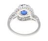 GIA Certified 2.18 Carat Oval Blue Sapphire & Diamond Platinum Bypass Halo Ring