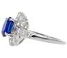 GIA Certified 2.18 Carat Oval Blue Sapphire & Diamond Platinum Bypass Halo Ring