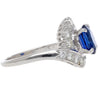 GIA Certified 2.18 Carat Oval Blue Sapphire & Diamond Platinum Bypass Halo Ring