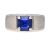 GIA Certified 2.23 Carat Square Cut Blue Sapphire Men's Matte Finish 18K Ring